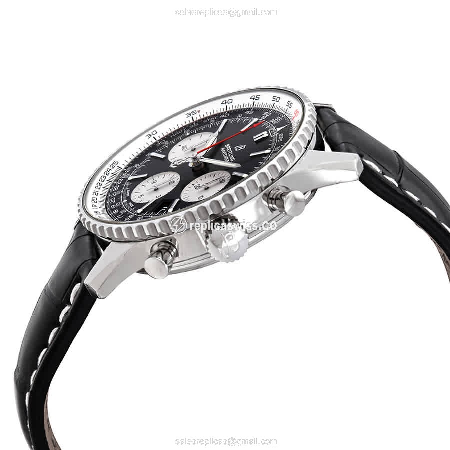 Breitling NAVITIMER 1 Replica - Automatic - Black Dial - Yellow Alligator Buckle - View 2