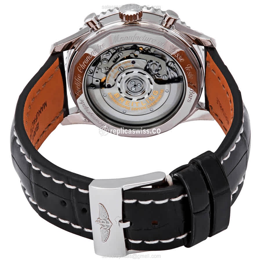 Breitling NAVITIMER 1 Replica - Automatic - Black Dial - Yellow Alligator Buckle - View 3