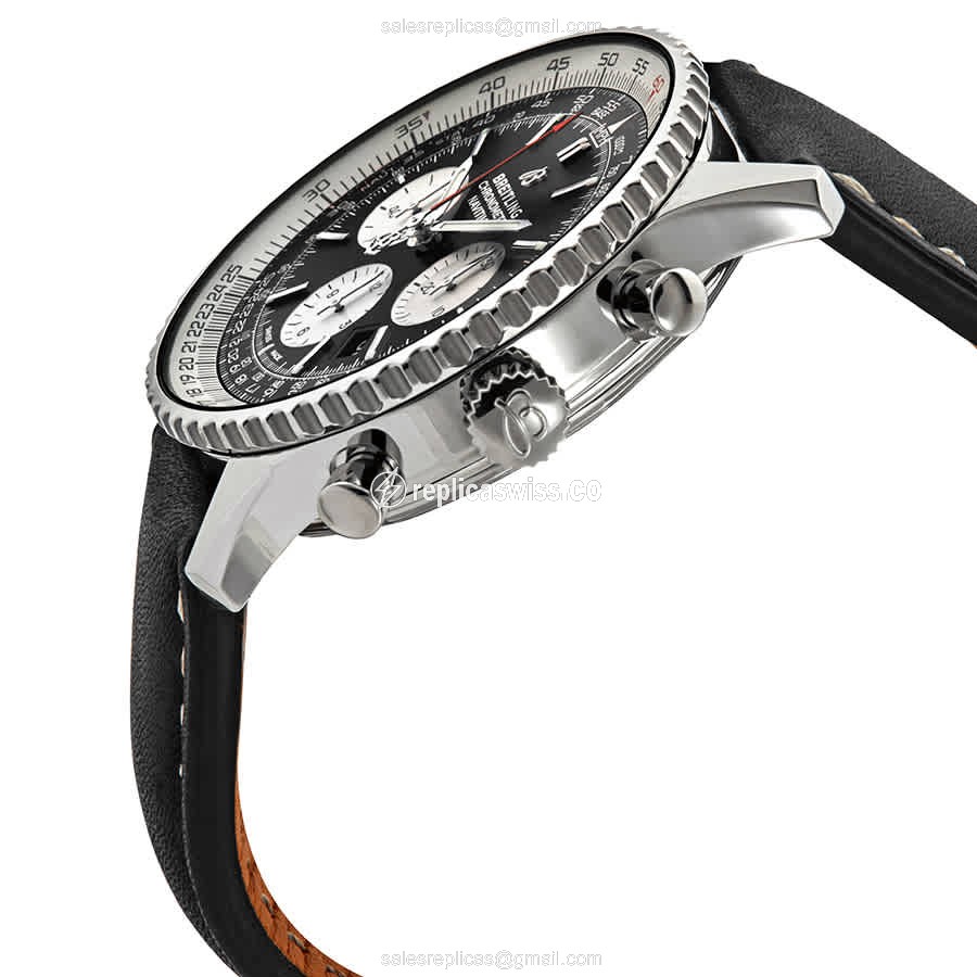 Breitling Navitimer 1 Replica - Automatic - Steel - Black - Cowhide - Buckle Clasp - View 2