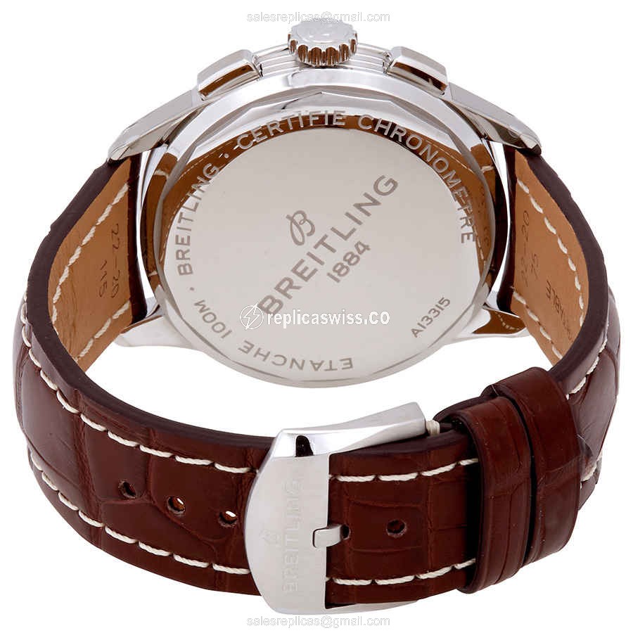 Breitling Premier Replica - Automatic - Steel - Blue Dial - Brown Alligator Strap - View 3