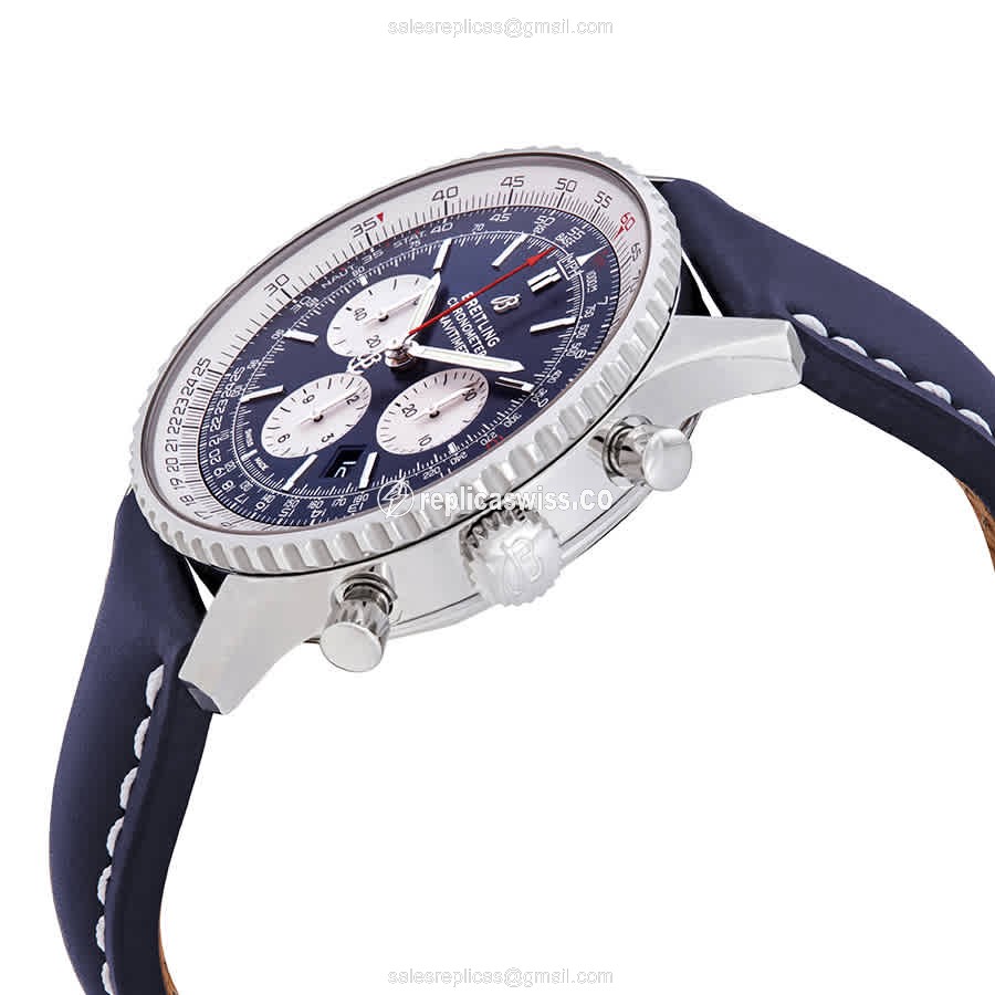 Breitling AB0127211C1X1 Replica - Automatic - Steel Case - Blue Dial - Leather Strap - View 2