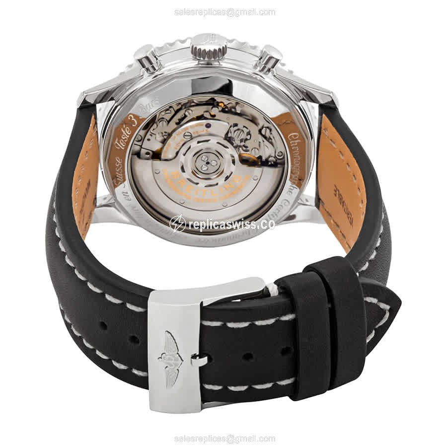 Breitling NAVITIMER 1 Replica - Automatic - Black - Steel Case - Black Dial - Cowhide Strap - View 3
