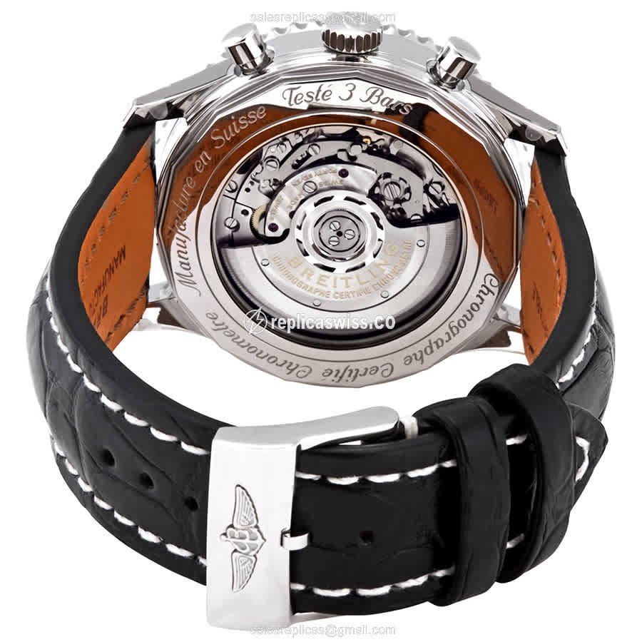 Breitling NAVITIMER 1 Replica - Automatic - Black Dial - Steel Case - Alligator Black Strap - View 3
