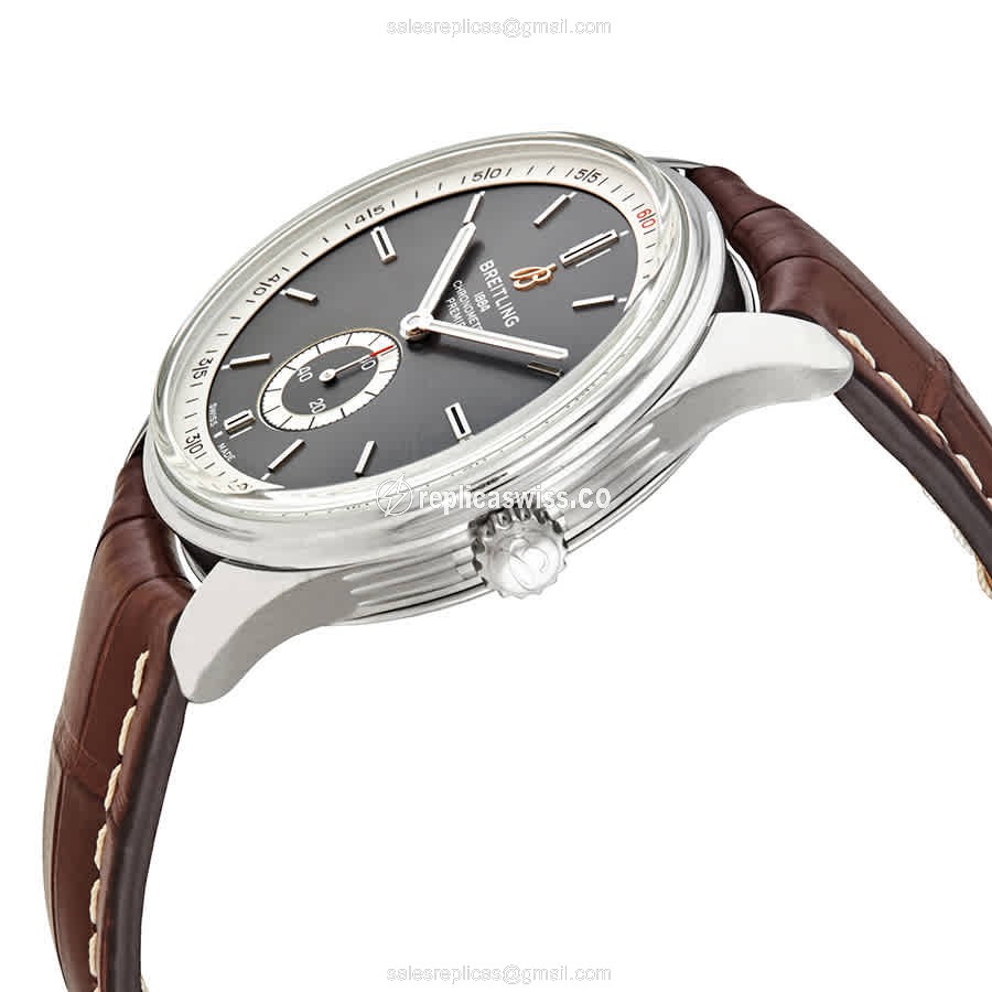 Breitling Premier A37340351B1P2 - Automatic - Steel - Dark Grey - Brown Alligator Buckle - View 2