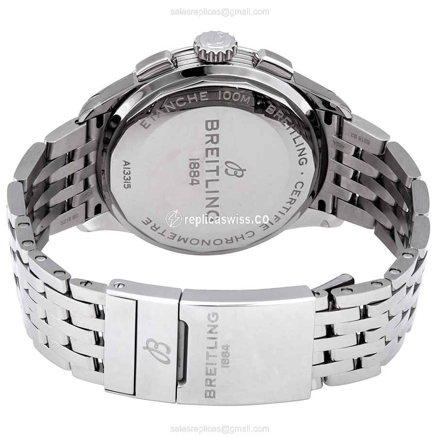 Breitling Premier Replica - Automatic - Steel Case - Black Dial - Silver Steel Band - View 3