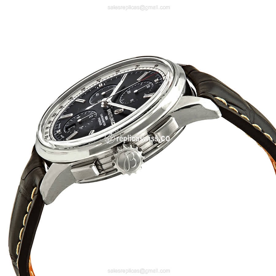 Breitling Premier A13315351B1P1 - Automatic - Steel Case - Black Dial - Black Alligator Strap - View 2