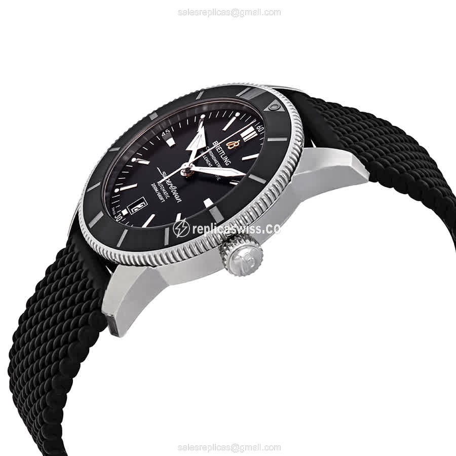 Breitling Superocean Replica - Automatic - Steel - Black Dial - Rubber Strap - View 2