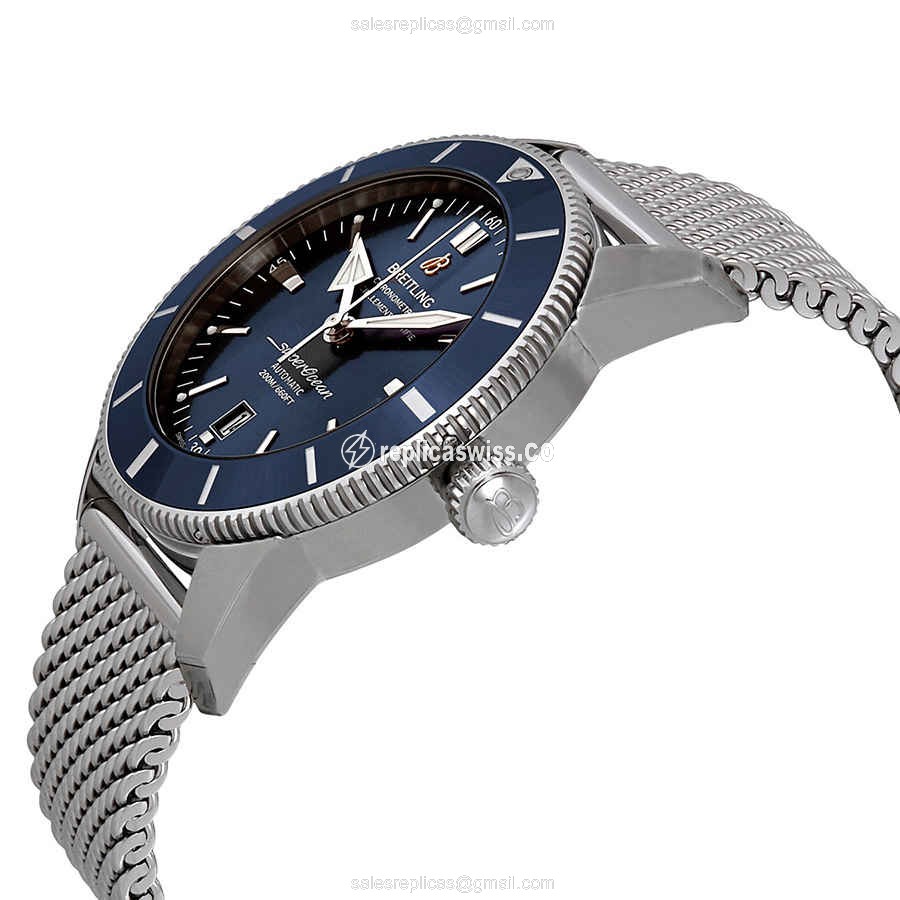 Breitling Superocean Replica - Automatic - Steel - Blue Dial - Silver Steel Bracelet - View 2