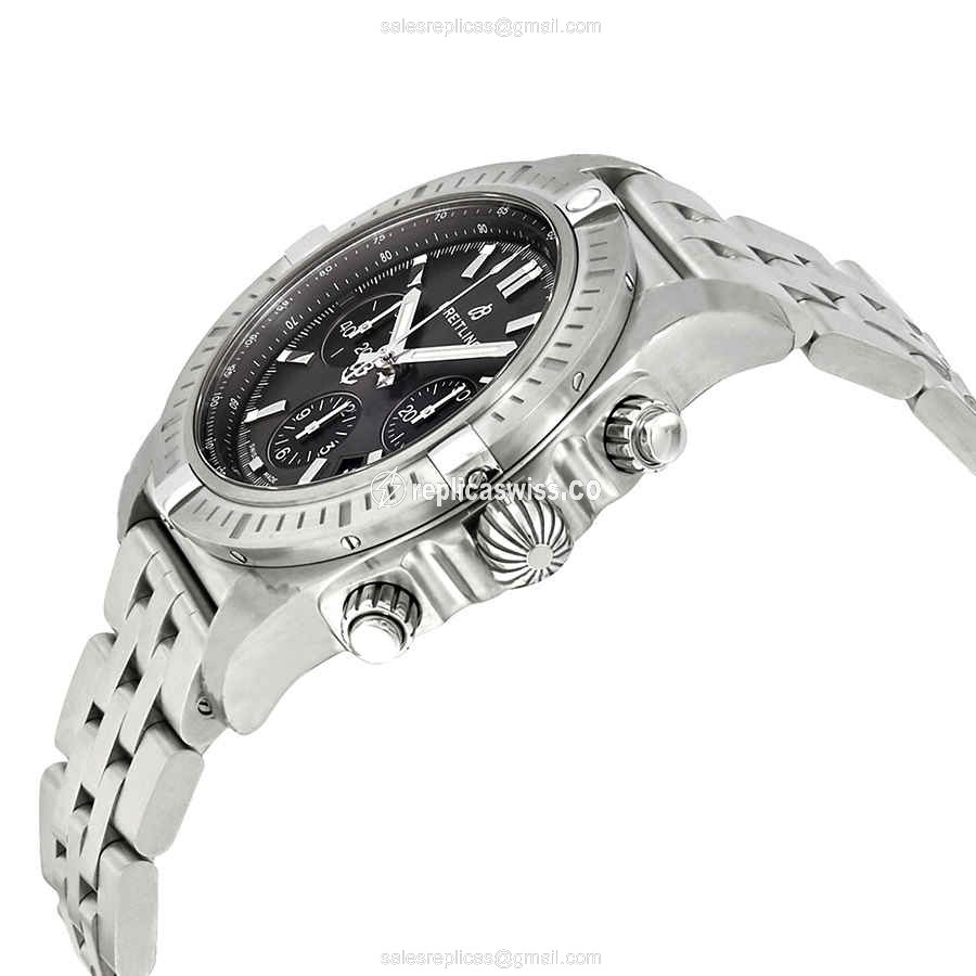 Breitling Chronomat B01 Replica - Automatic - Steel Case - Dark Grey - Silver Steel Strap - View 2
