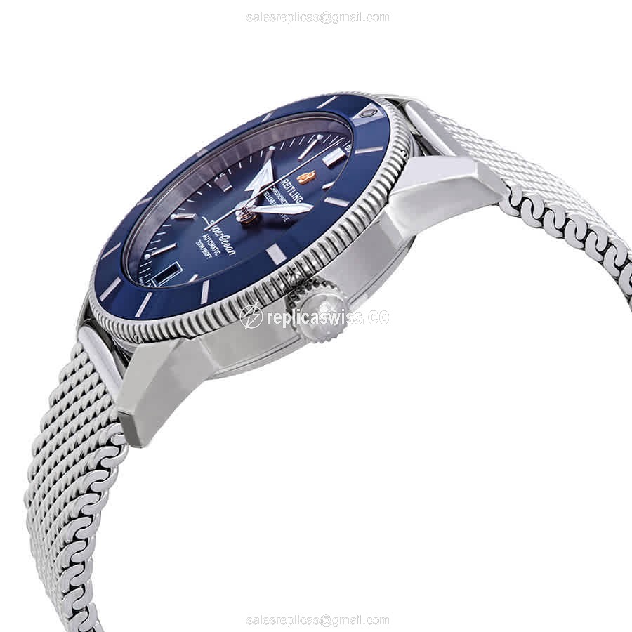 Breitling SuperOcean Replica - Automatic - Steel Case - Blue Dial - Silver Steel Strap - View 2