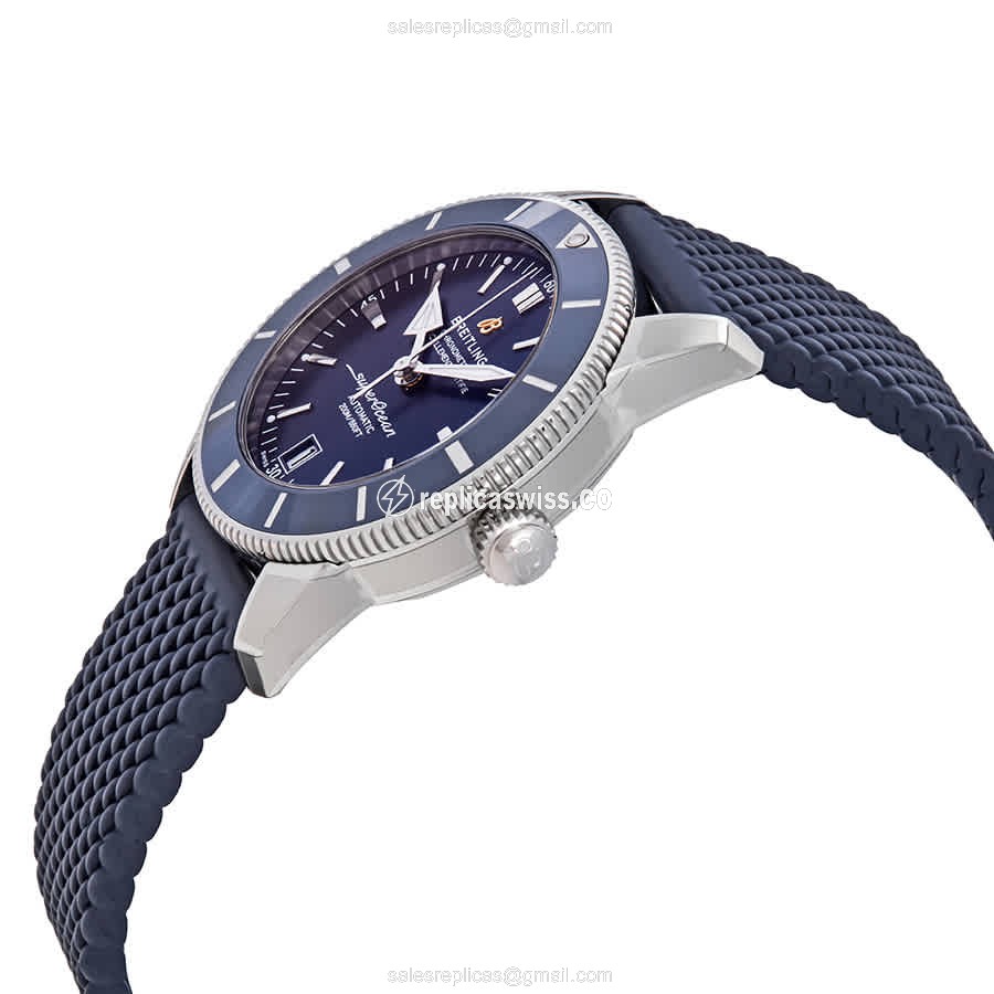 Breitling Superocean Replica - Steel - Green - Blue Strap - View 2