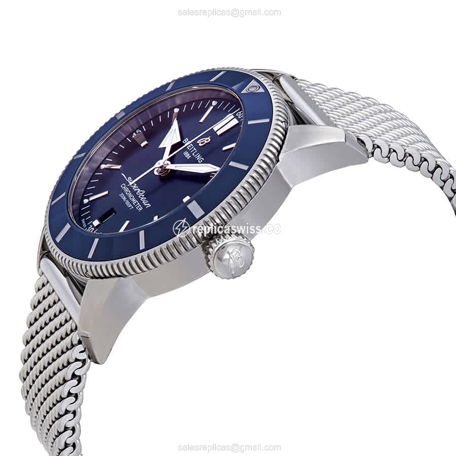 Breitling Superocean Replica - Automatic - Steel - Blue Dial - Silver Steel Strap - View 2