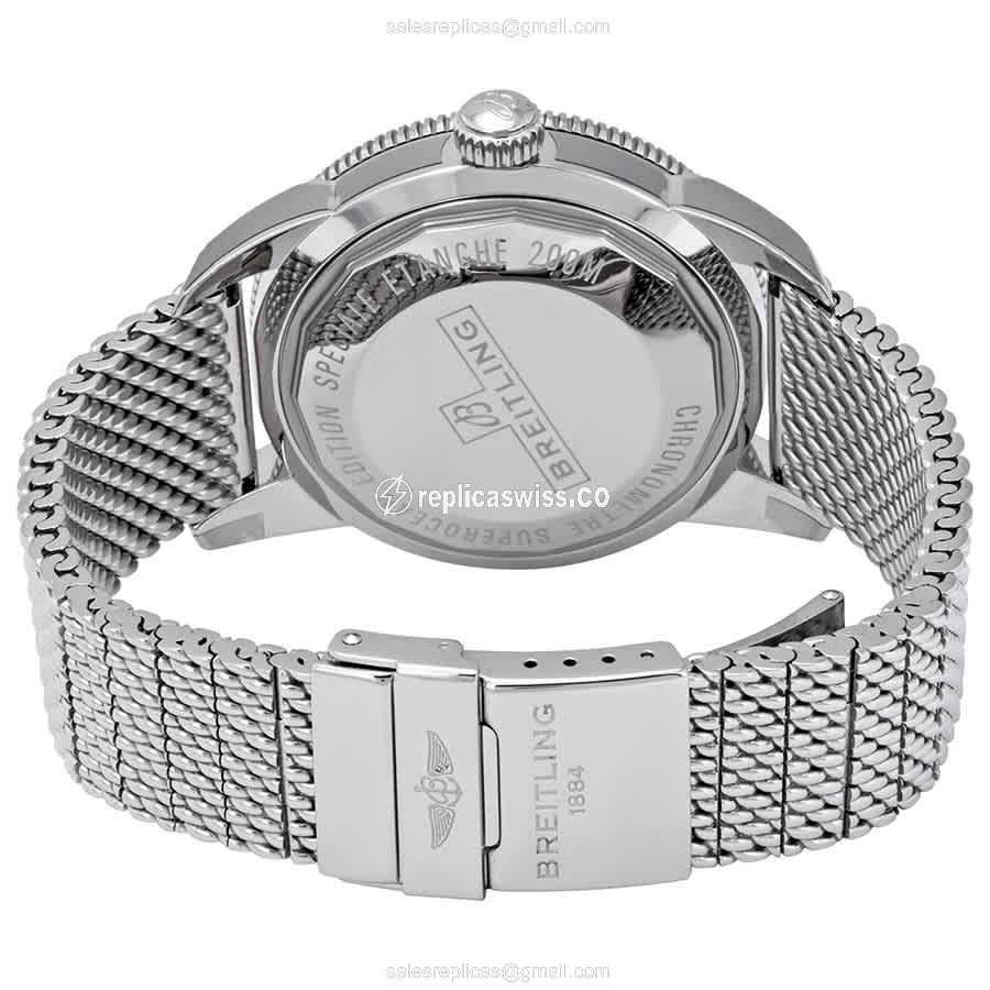 Breitling Superocean Replica - Automatic - Steel - Blue Dial - Silver Steel Strap - View 3