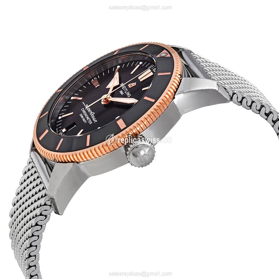 Breitling Superocean Replica - Automatic - Black Dial - Steel Case - Silver Band - View 2