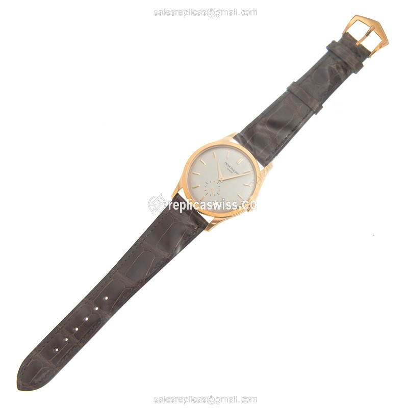 Patek Philippe 5196R-001 Replica - Manual Wind - 18kt Rose Gold - White Dial - Brown Alligator Buckle - View 2