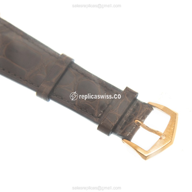 Patek Philippe 5196R-001 Replica - Manual Wind - 18kt Rose Gold - White Dial - Brown Alligator Buckle - View 4