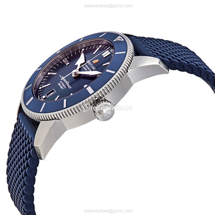 Breitling Superocean Replica - Automatic - Steel - Blue Dial - Rubber Blue Strap - View 2