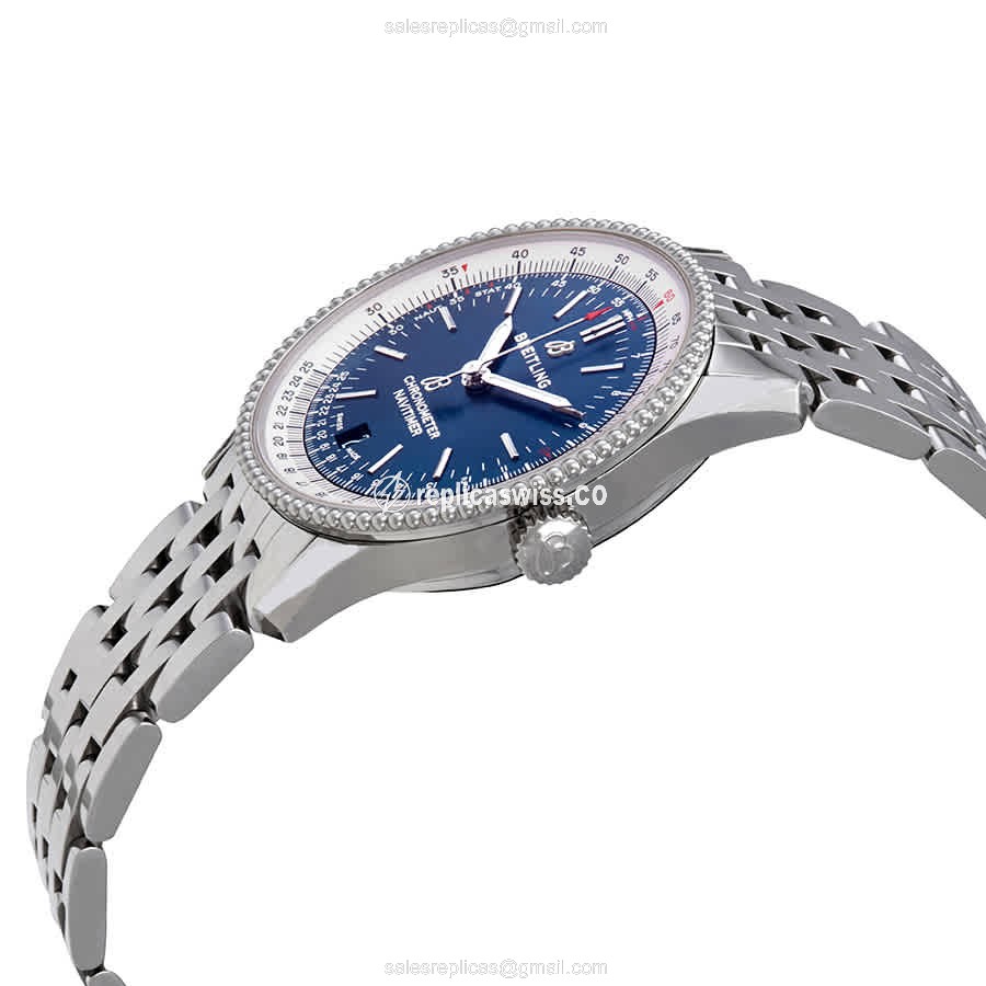 Breitling NAVITIMER 1 Replica - Automatic - Steel Case - Blue Dial - Silver Steel Strap - View 2