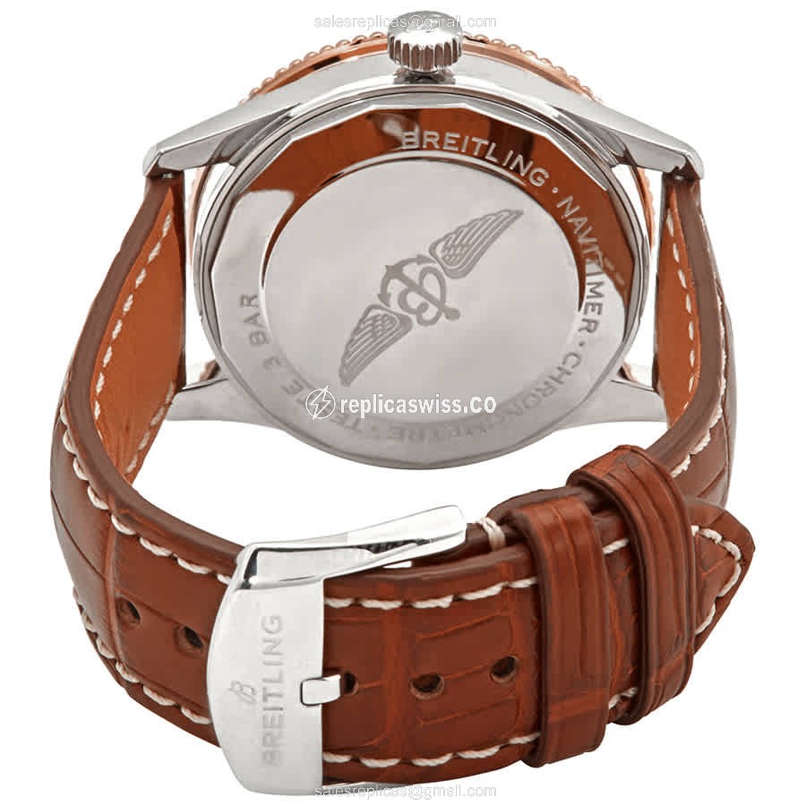 Breitling NAVITIMER 1 Replica - Automatic - Steel - Silver Dial - Brown Alligator Buckle - View 3