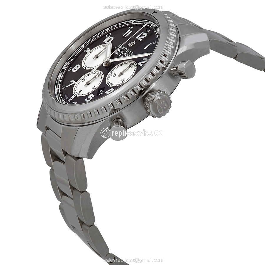Breitling AVIATOR 8 Replica | Automatic | Steel Case | Black Dial | Silver Clasp - View 2