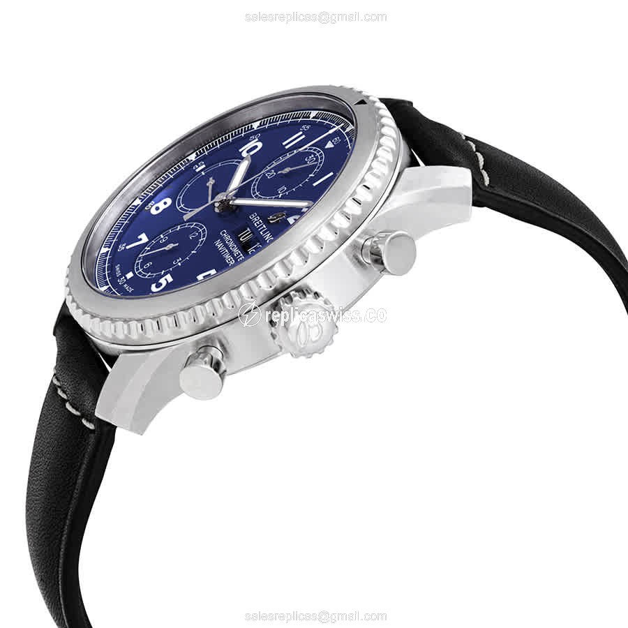 Breitling AVIATOR 8 Replica - Automatic - Steel Case - Blue Dial - Leather Strap - Black Buckle - View 2