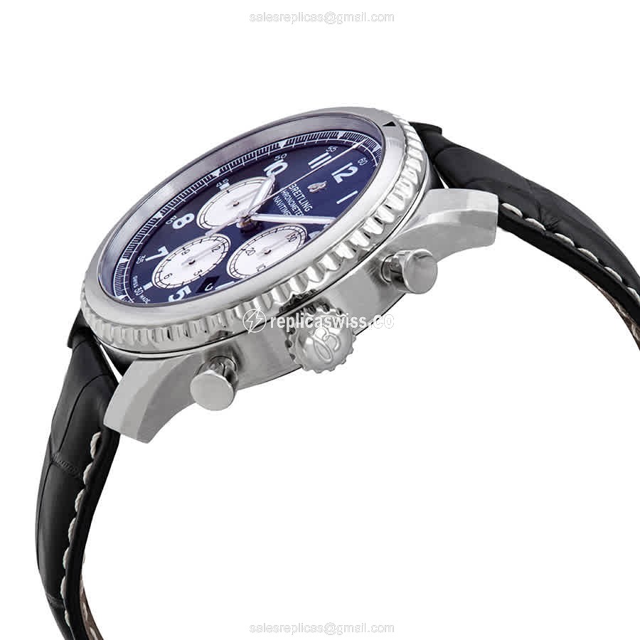 Breitling AVIATOR 8 - Automatic - Steel - Blue Dial - Black Alligator Buckle - View 2