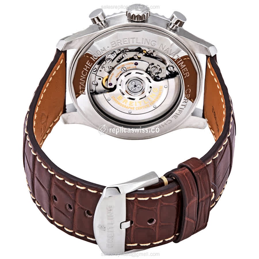 Breitling AVIATOR 8 Replica - Automatic - Steel - Blue Dial - Brown Alligator Buckle - View 3