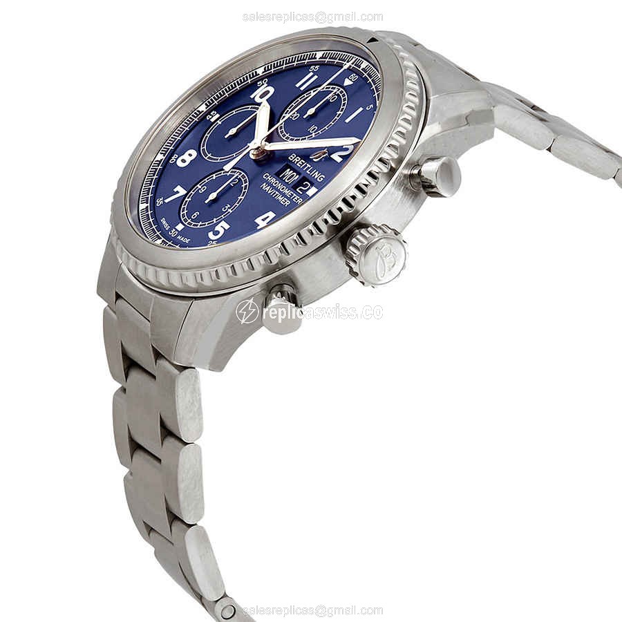 Breitling AVIATOR 8 Replica - Automatic - Steel Case - Blue Dial - Silver Steel Strap - View 2
