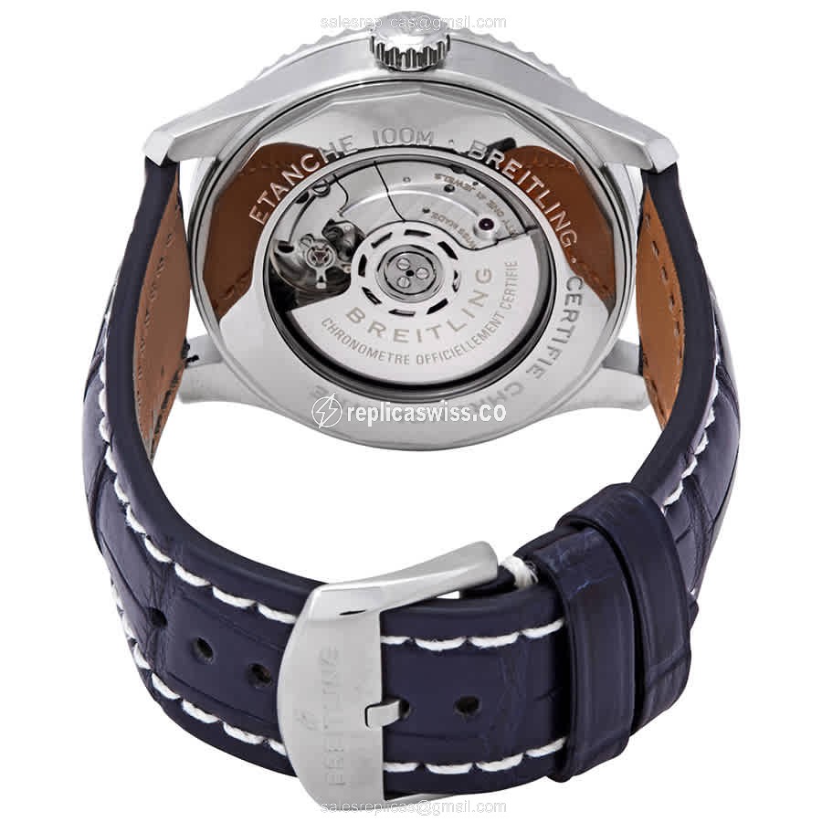 Breitling AVIATOR 8 Replica - Automatic - Steel - Silver Dial - Blue Alligator Buckle - View 3