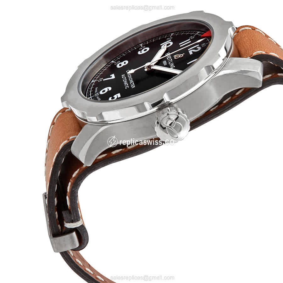 Breitling AVIATOR 8 Replica - Automatic - Black - Brown Cowhide - Buckle Clasp - View 2