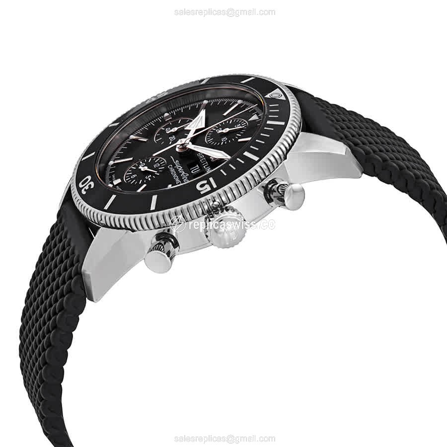 Breitling SuperOcean Heritage Replica - Automatic - Black Dial - Stainless Steel - Rubber Strap - View 2