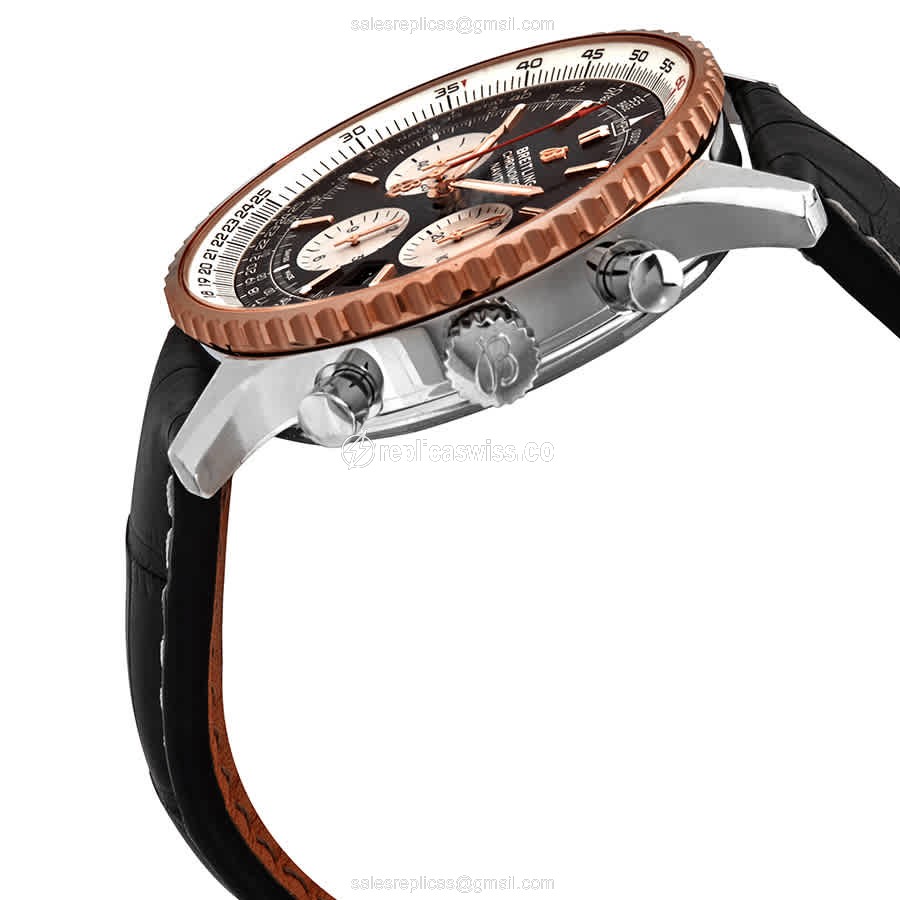 Breitling UB0127211B1P1 NAVITIMER 1 - Automatic - Black Dial - Steel Case - Black Alligator Strap - View 2
