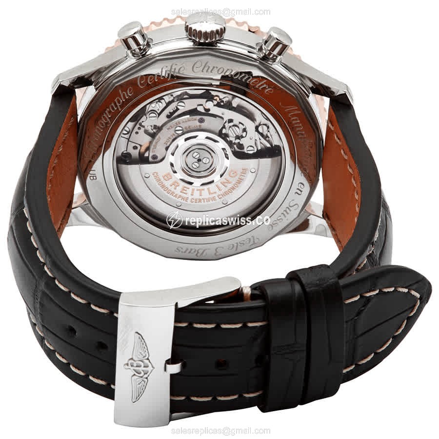 Breitling UB0127211B1P1 NAVITIMER 1 - Automatic - Black Dial - Steel Case - Black Alligator Strap - View 3