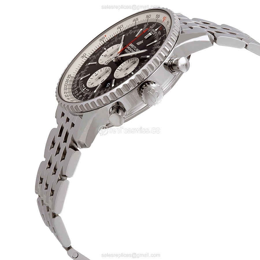 Breitling Navitimer 1 Replica - Automatic - Black Dial - Steel Case - Silver Strap - View 2