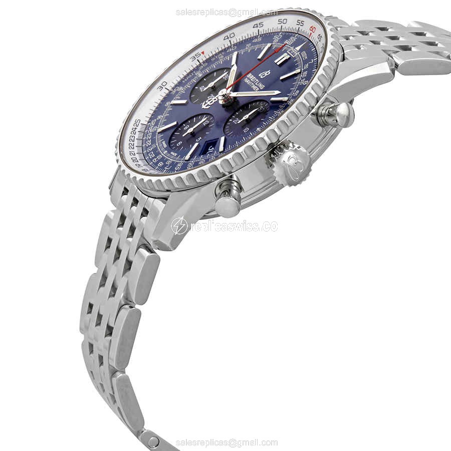 Breitling Navitimer 1 Replica - Automatic - Steel Case - Blue Dial - Silver Steel Strap - View 2