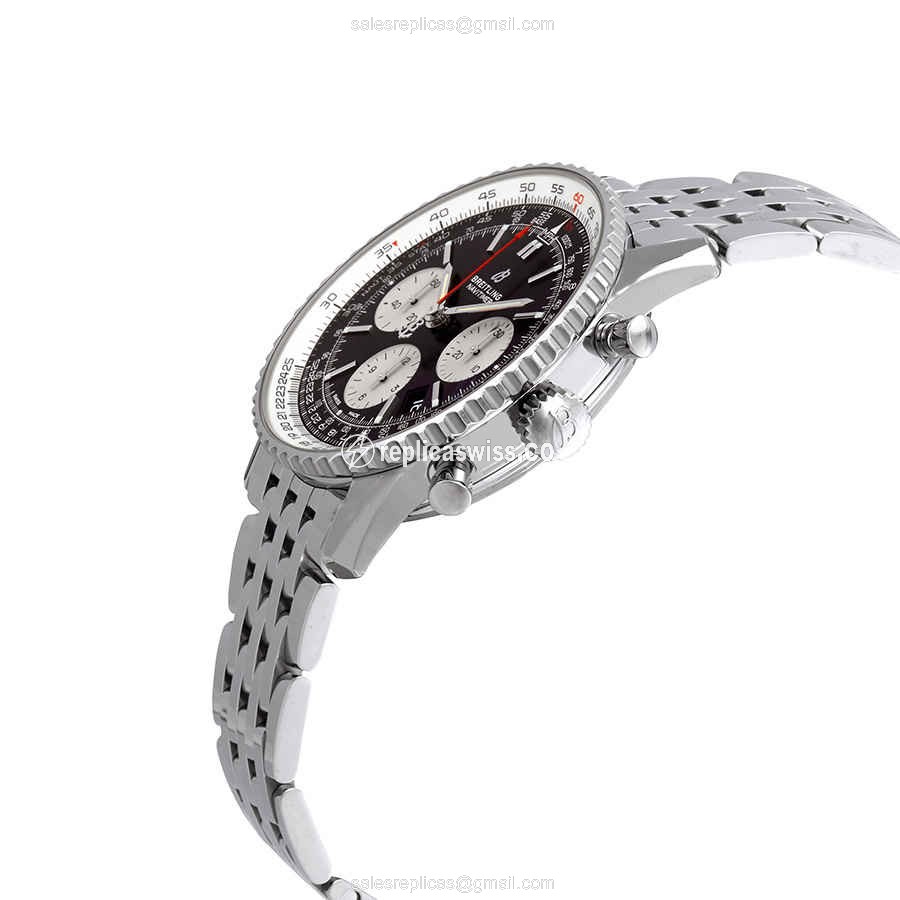Breitling Navitimer 1 Replica - Automatic - Black Dial - Steel Case - Silver Strap - View 2