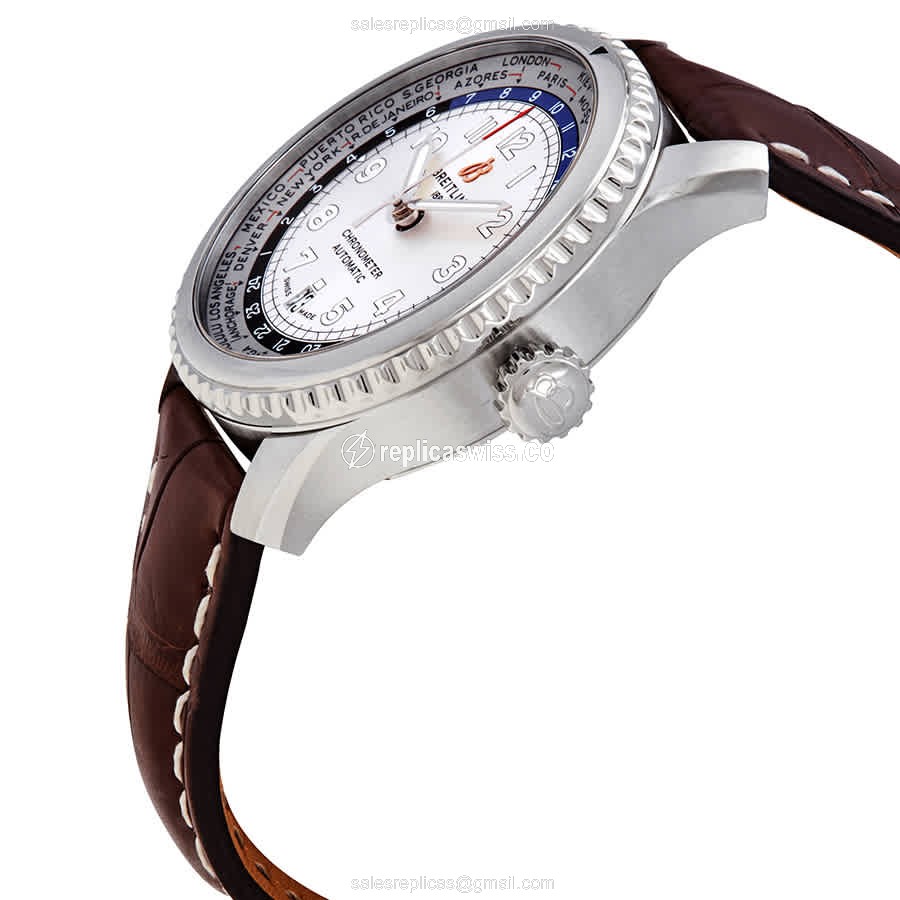 Breitling AVIATOR 8 Replica - Automatic - Steel Case - Silver Dial - Brown Alligator Strap - View 2