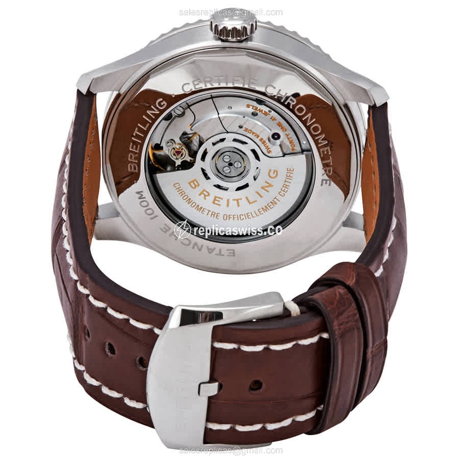 Breitling AVIATOR 8 Replica - Automatic - Steel Case - Silver Dial - Brown Alligator Strap - View 3