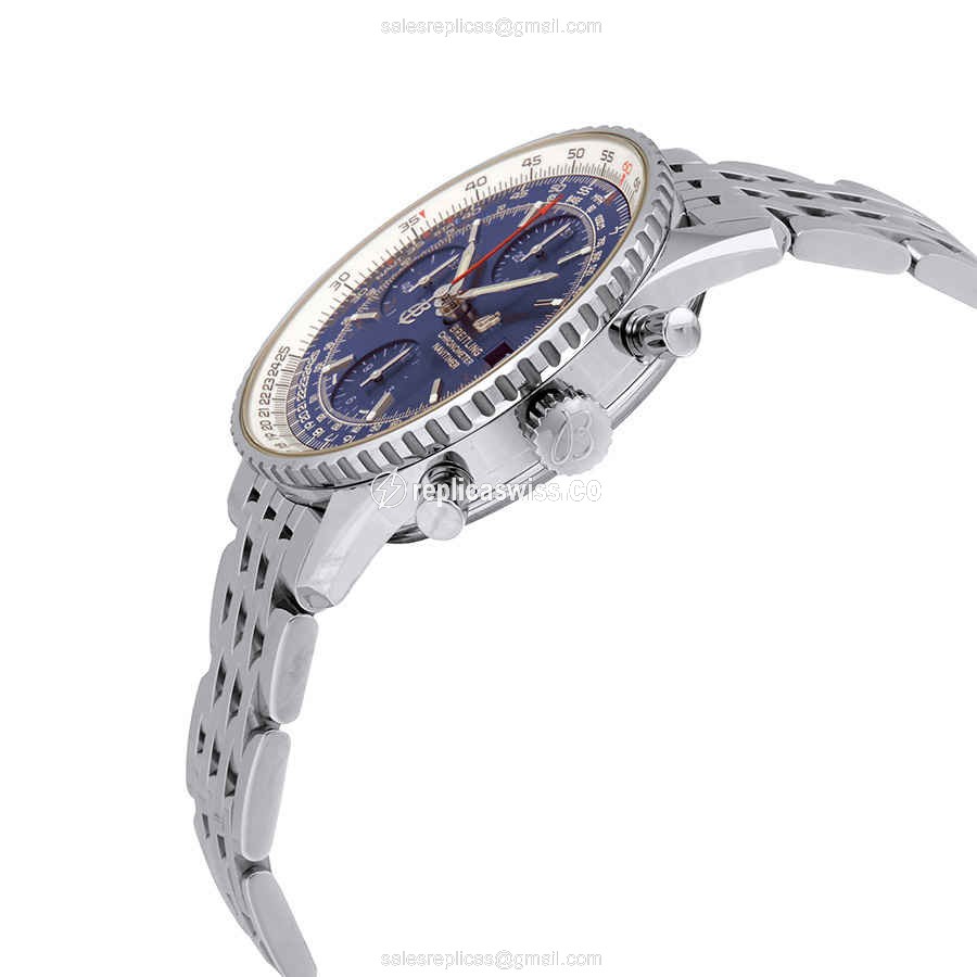 Breitling NAVITIMER 1 Replica - Automatic - Steel - Blue Dial - Silver Steel Band - View 2