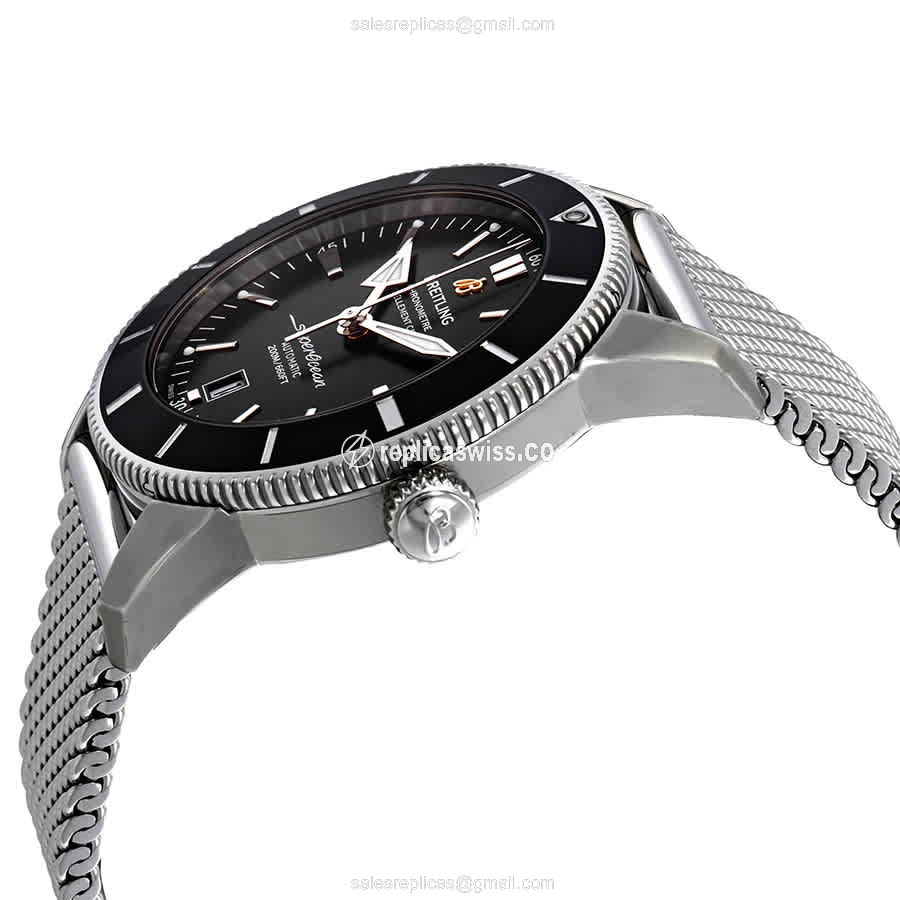 Breitling SuperOcean Heritage Replica - Automatic - Black - Steel Case - Silver - Clasp - View 2