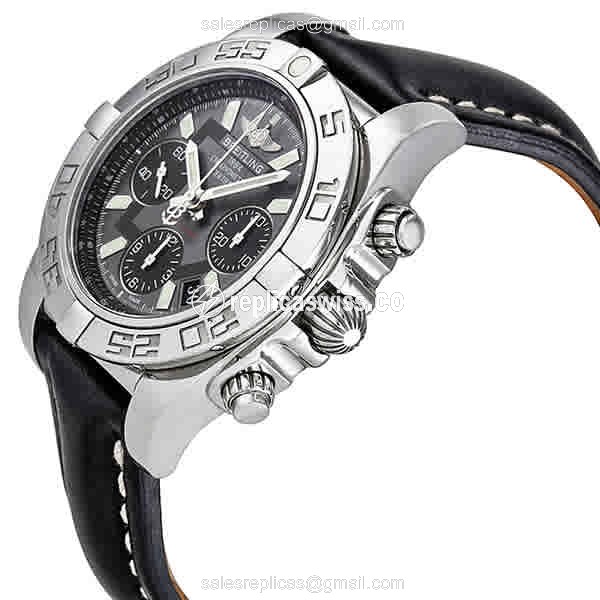 Breitling Challenger Series AB014012-F554 - Automatic - Steel Case - Gray Dial - Black Leather Strap - View 2