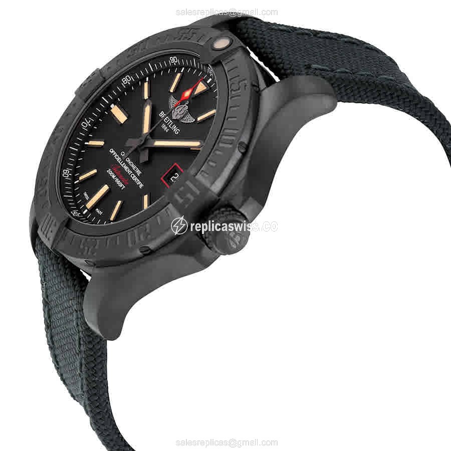 AVENGER II Replica - Automatic - Titanium Case - Black Dial on Canvas Strap - View 2