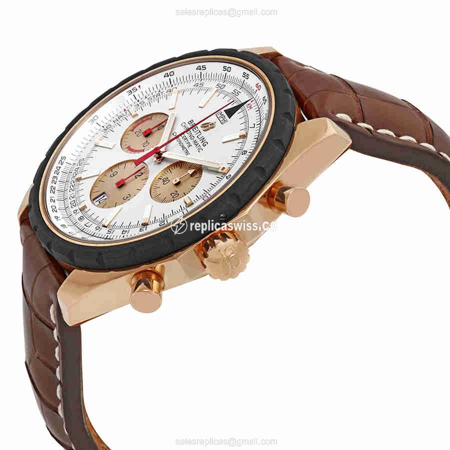 Breitling R1436002/G660BRCT CHONO-MATIC - Auto - Steel Case - Silver Dial - Brown Leather Strap - View 2