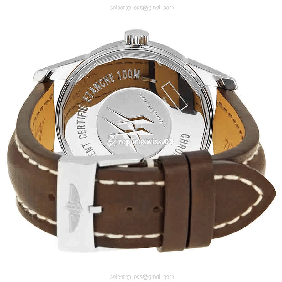 Breitling AQUATIMER Replica - Automatic - Steel Case - Silver Dial - Brown Leather Strap - View 3