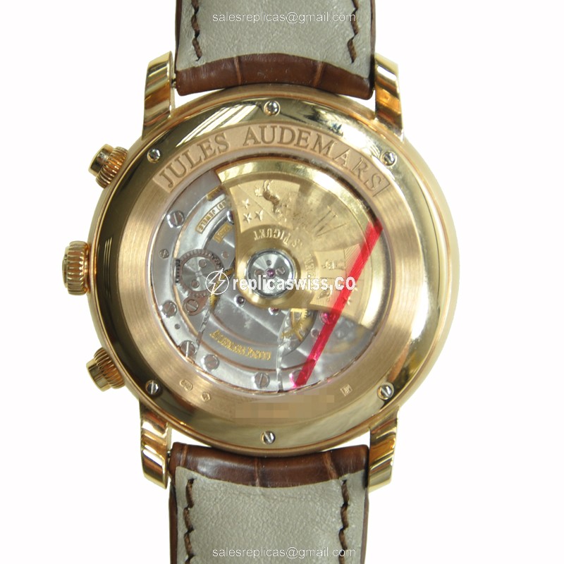 Audemars Piguet Jules Audemars 26100OR.OO.D088CR.01 - Automatic 18kt Rose Gold - White Dial - Brown Leather Strap - View 4