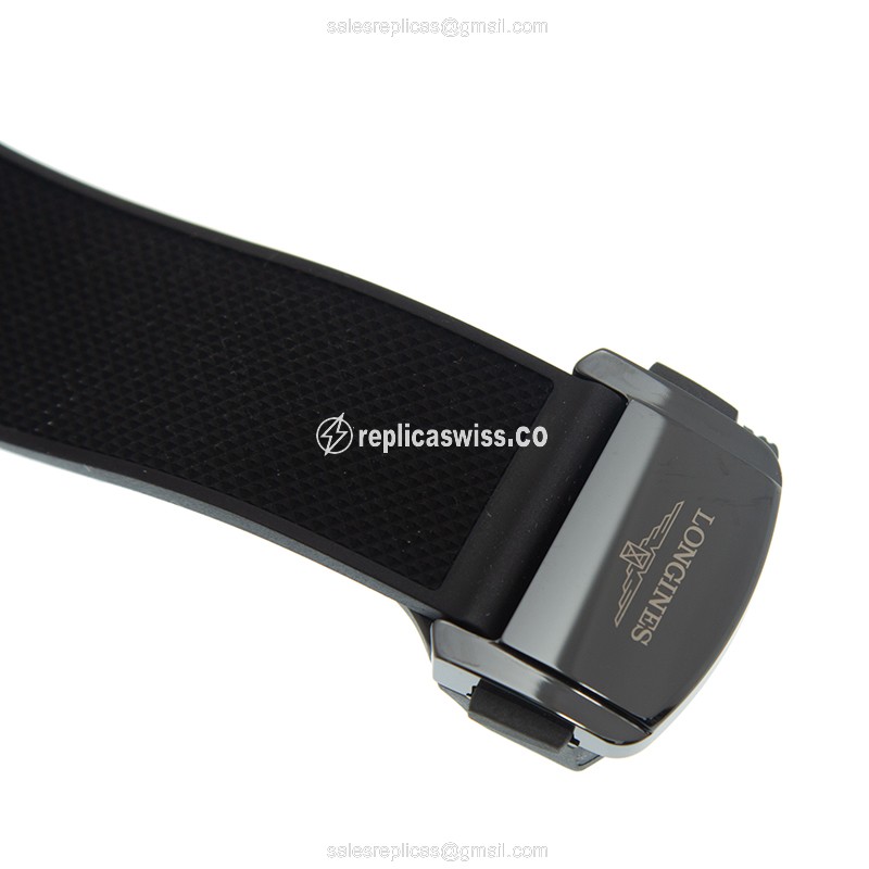 Longines Conquest Replica - Automatic - Black Dial - Rubber Strap - Steel Case - View 4
