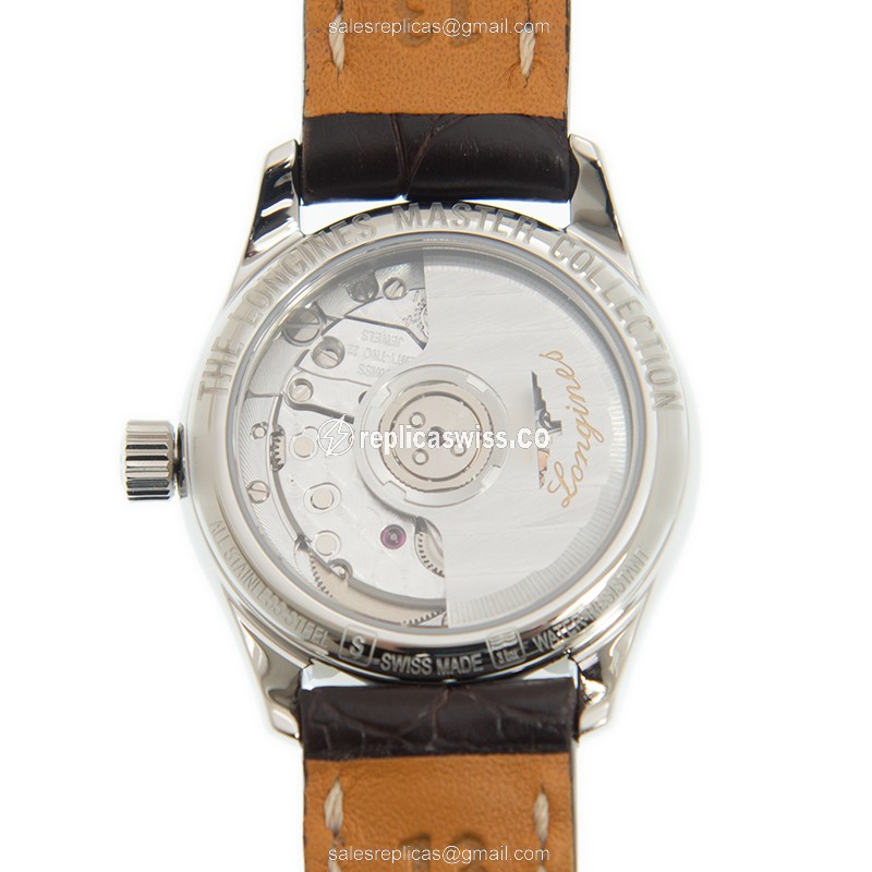 Longines Master Replica | Automatic | Steel | Silver Dial | Brown - View 3