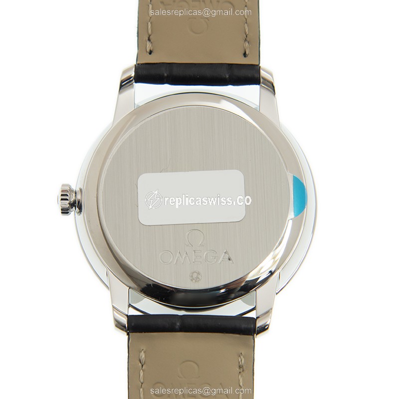 Omega De Ville Replica Watch - Steel - Blue Dial - Alligator - View 3
