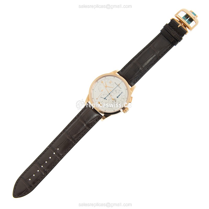 Jaeger-Lecoultre Q6012420 DUOMETRE - Manual - 18kt Rose Gold - Silver Dial - Brown Alligator Strap - View 2