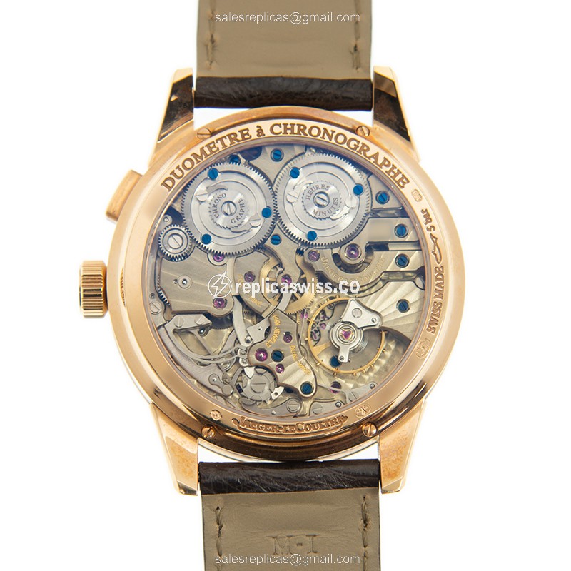 Jaeger-Lecoultre Q6012420 DUOMETRE - Manual - 18kt Rose Gold - Silver Dial - Brown Alligator Strap - View 3